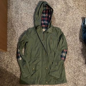 Green Jacket with Plaid Elbow Pads